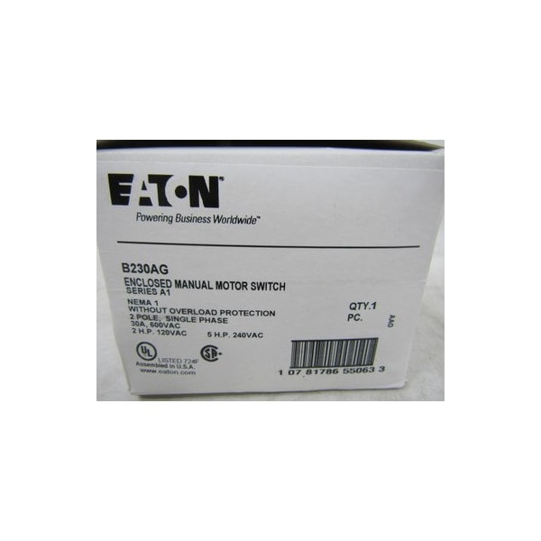 Arrancador NEMA de Eaton, arrancador reversor SPACE SVG, falla a tierra, 1 contacto NC, 600 - B230AG.