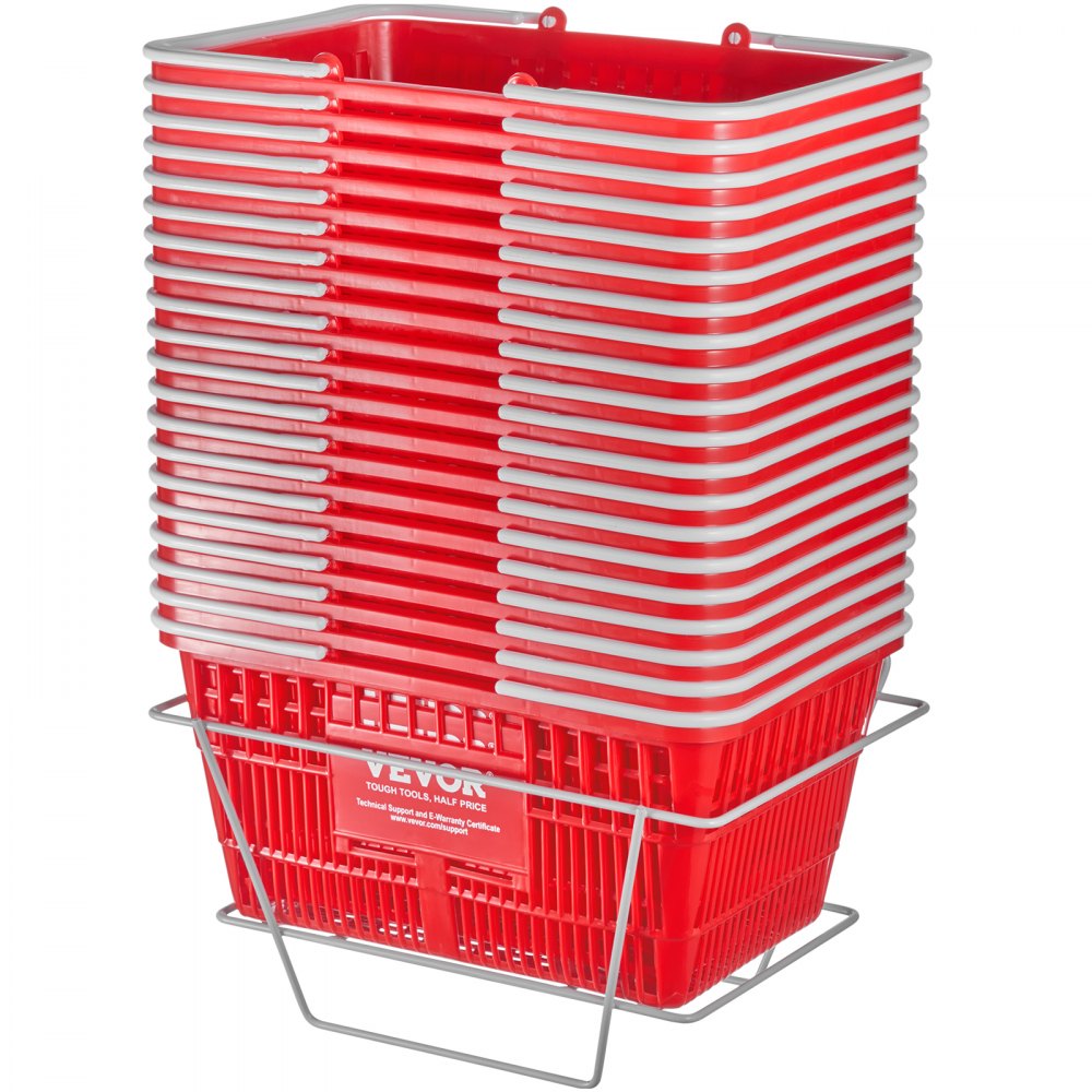 VEVOR Shopping Basket Portable Grocery Basket 20PCS 21L with Handle & Stand Red - GXSBSSLGWLHS3IHQKV0