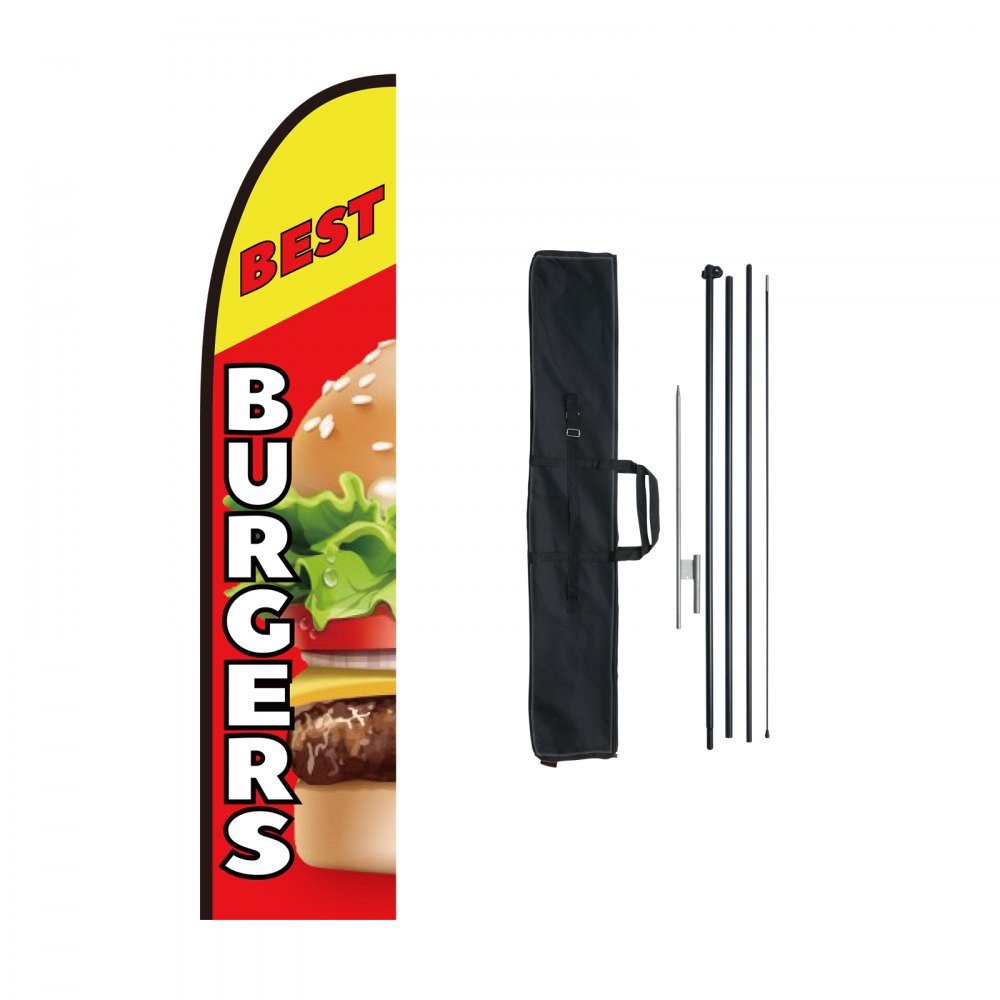 VEVOR Burger Restaurant Advertising Feather Flag Kit Swooper Flag Poles 16.3 FT - QGYMQGQWABURIT7ZBV0