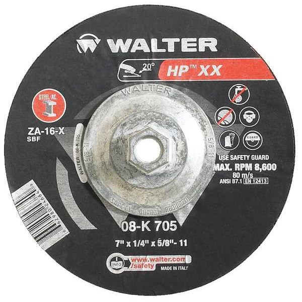 Walter Surface Technologies Rueda de esmerilado de centro deprimido, Tipo 28, 0.25 pulgadas de grosor, Alúmina de circonio - 08K906
