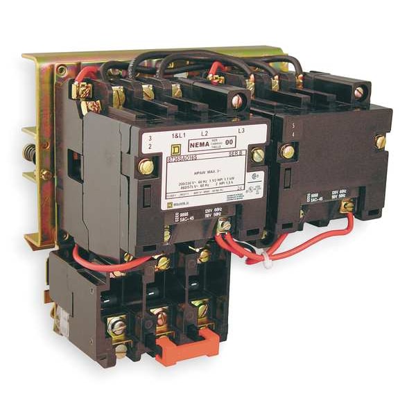 Arrancador magnético inversor de motor Square D, sin caja clasificada NEMA, 120V AC, 3 polos, sin contactos auxiliares - 8736SEO2V02S