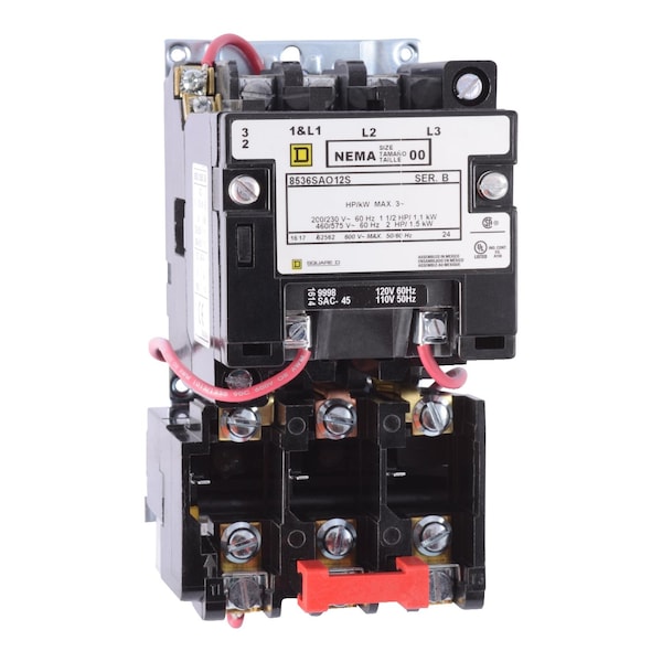 Arrancador Square D 600Vac 27Amp Nema +Opciones, No Clasificado como NEMA, 110/120V AC, 2 Polos - 8536SCO1V02S