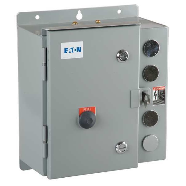 Arrancador magnético NEMA que no invierte, 3R Clasificación NEMA, 480V CA, 3 polos, 1NC/1NO - ECN0512CAA-R63/C