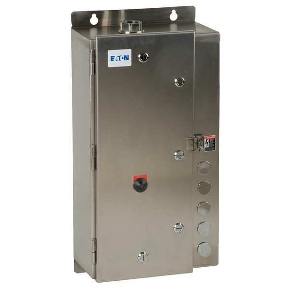 Arrancador magnético de motor Eaton no reversible NEMA, clasificación NEMA 4X, 240V CA, 3 polos, 1NC/1NO - ECN05A4BAA-R63/A