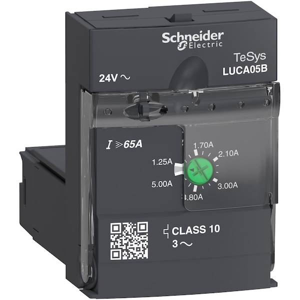 Unidad de control estándar de Schneider Electric, TeSys Ultra, 1.25A a 5A, motores de 3P, protección térmico-magnética, clase 10, bobina de 24VAC - LUCA05B.