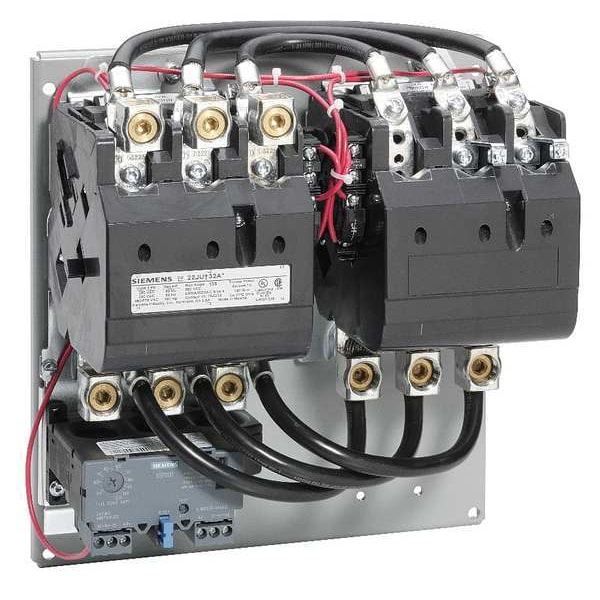 Arrancador magnético de motor Siemens NEMA Reversing, sin caja de conexión, clasificación NEMA de 120V AC, 3 polos, 1NA - 22JUH32AF.