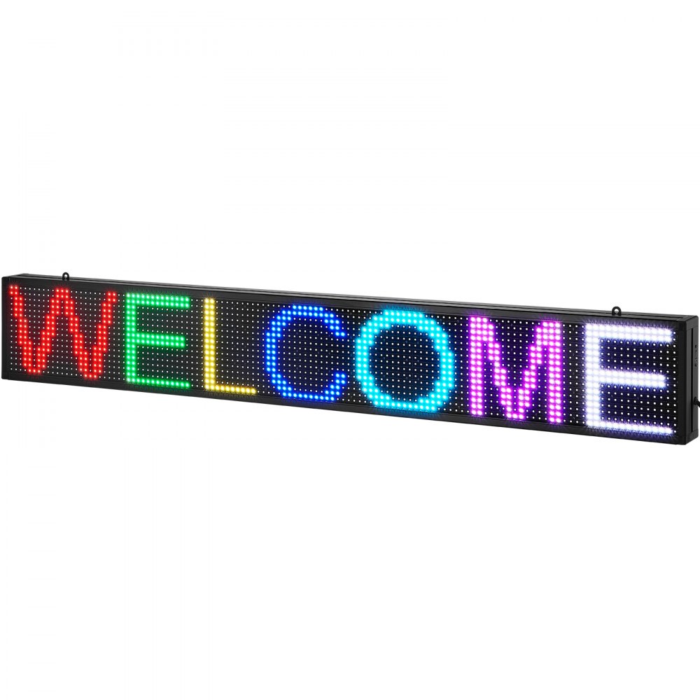 VEVOR Programmable LED Sign, P10 Full Color LED Scrolling Panel, DIY Custom Text Animation Pattern Display Board, WIFI USB Control Message Shop Sign for Store Business Party Bar Advertising 52"x8" - XGSGDBZP52X81GR8RV1