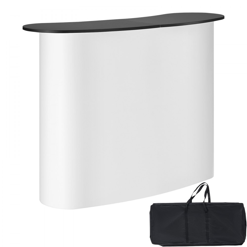 VEVOR Portable Tradeshow Podium Table, 51.18" x 18.31" x 37.4", Display Exhibition Counter Stand Booth Fair with Wall, Foldable Promotion Retail Bar Table Pop Up Podium with Storage Rack, Carrying Bag - LSZST20DCSLWFTXVPV0