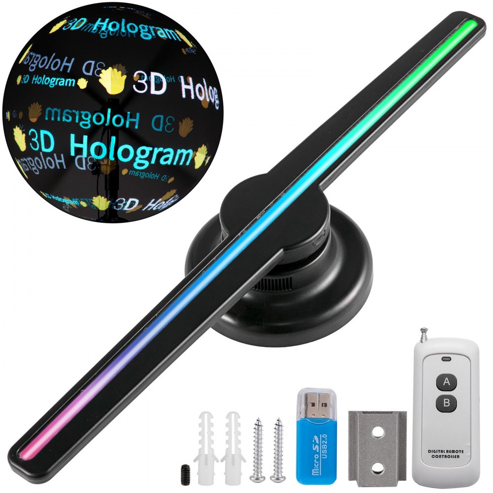 VEVOR 3D Holographic Fan 16.5Inch Hologram Fan with 224 Led Beads Holographic Projector Fan 450x224 Resolution Holographic LED Fan Display Wi-Fi Control for Business,Store,Shop,Holiday Events Display - QXGGJ42CM224Z0001V1