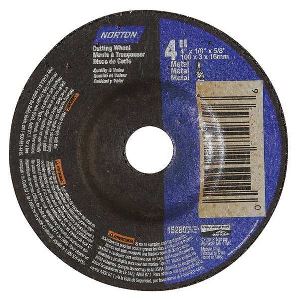 Ruedas de Centro Deprimido Norton Abrasives, Tipo 27, 4 pulgadas de diámetro, 0.125 pulgadas de grosor, tamaño de agujero de eje de 5/8 pulgadas, Óxido de Aluminio - 66252842014