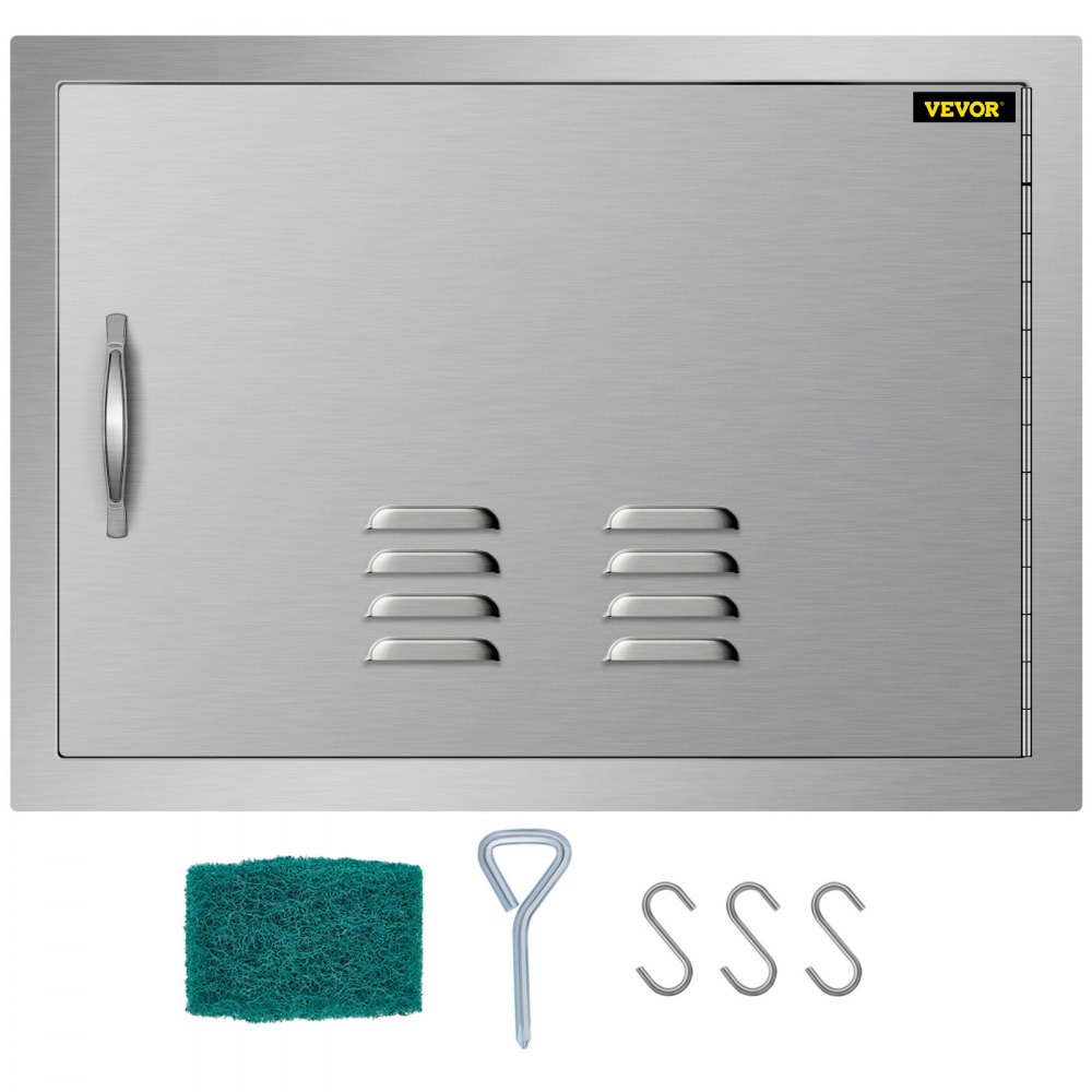 VEVOR BBQ Access Door 24 x 17 Inch Horizontal Island Door with Vents Stainless Steel Single Access Door Flush Mount Outdoor Kitchen - 17X24YCSPCGMDTFK1V0