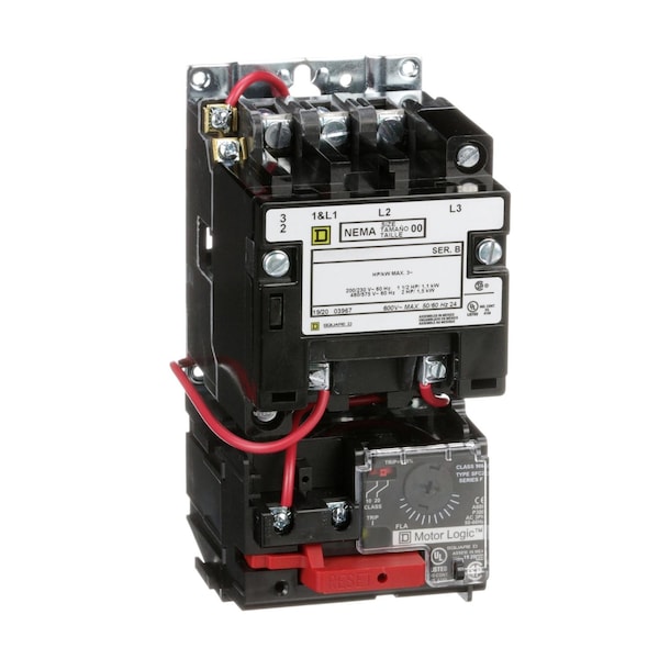 Arrancador Square D No Reversible Tamaño 00, de 2 Polos, M, de 3 Polos, 110 a 120V AC, Reversión: No Reversible - 8536SAO12V02H308S