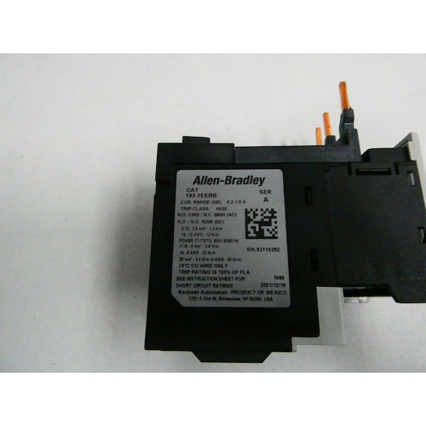 Rele de sobrecarga de amperaje de 0.2-1A Allen Bradley - 193-1EEBB