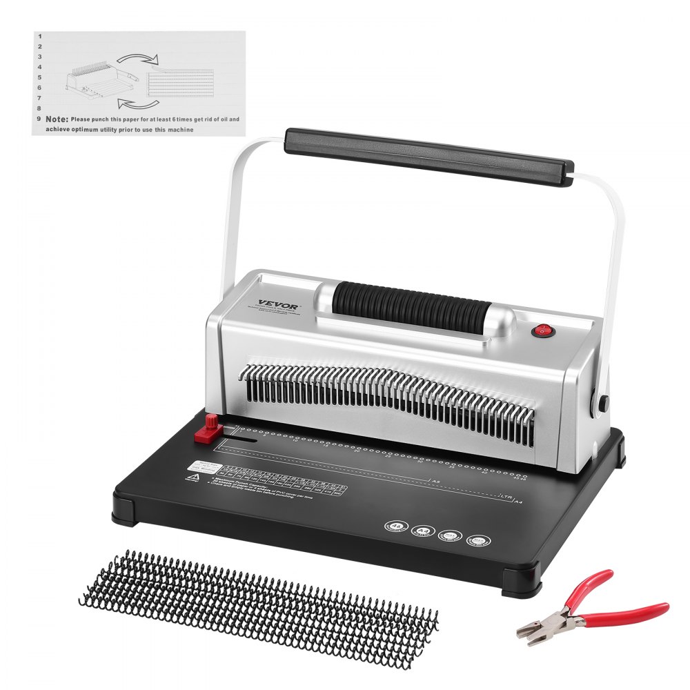VEVOR Coil Spiral Binding Machine, Manual Book Maker with Electric Binding, 46-Holes Binding 500 Sheets Punch Binder, with 100pcs 5/16'' Coil Binding Spines, for Letter Size, A4, A5 - ZDJ20XQSSDDKSX71ZV1