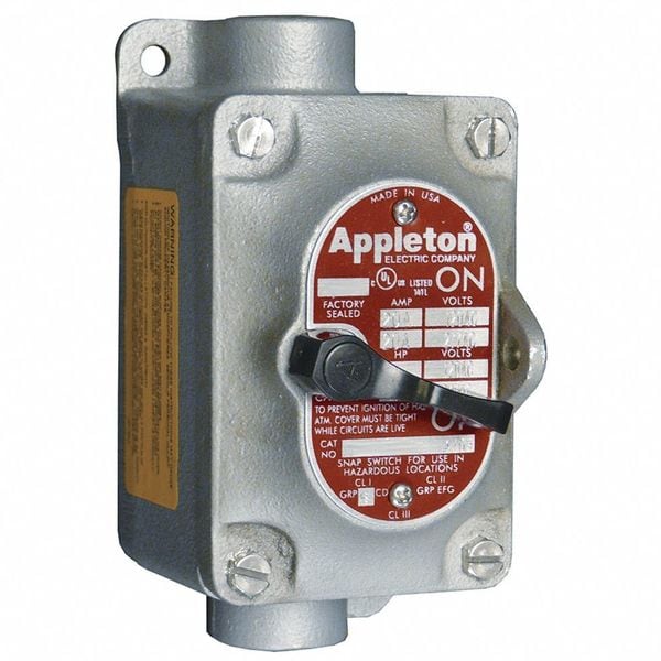 Arrancador manual de motor Appleton Electric, paso de alimentación, cubierta de entrada de 3/4, 2 polos - EDSC21102