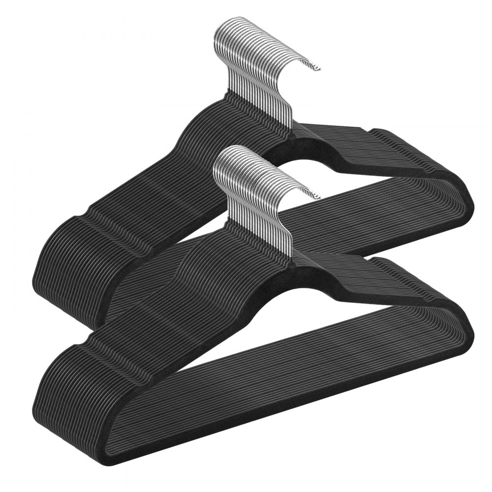 VEVOR Hangers, 11lbs Load-Bearing, 50 Pack Black Velvet Hangers with 360 Degree Swivel Hook & 0.2 in Ultra-Thin Design, Non-Slip Space Saving Hangers, Fit for Silk Garments, Coats, Sweaters & Straps - ZRYJ50PCSHS0OTPW4V0