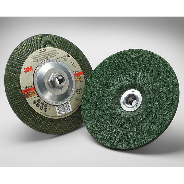 Ruedas de Centro Hundido 3M, Tipo 27, 7 pulgadas de diámetro, 0.25 pulgadas de espesor, tamaño de orificio de arbor de 5/8"-11, Cerámica - 55959