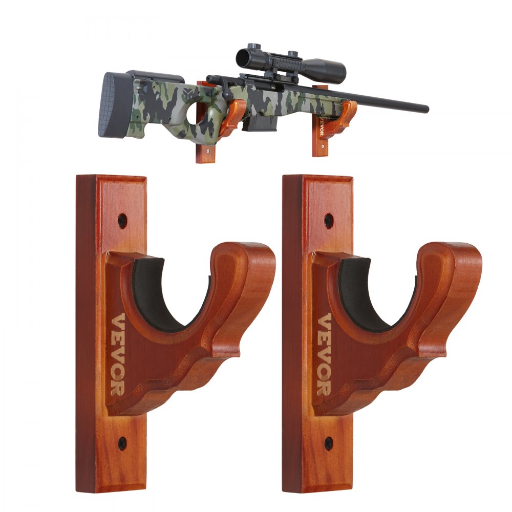 VEVOR Gun Rack Wall Mount, Horizontal Gun Rack and Shotgun Hooks, Single Gun Storage Display Rack For Wall, Gun Holder with Soft Padding holds Rifles, Shotguns up to 50 lbs - QBGJMZ000000YNF92V0