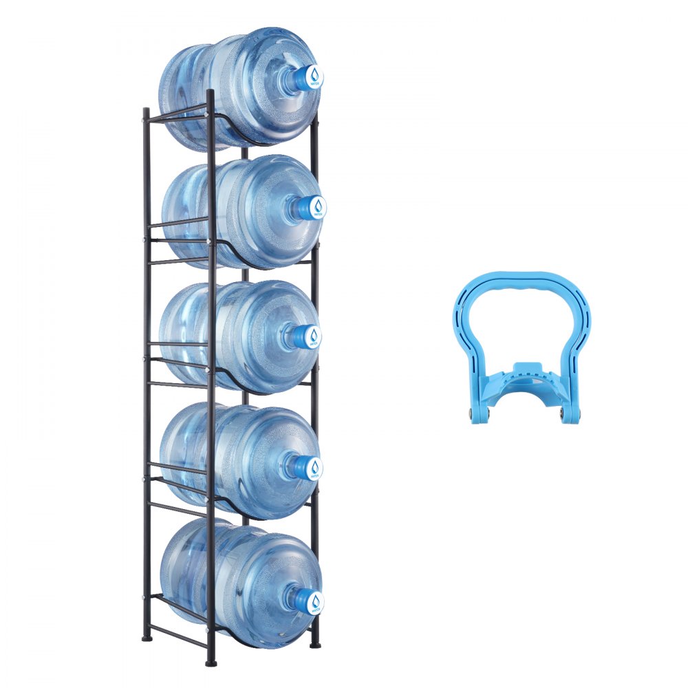 VEVOR 5 Tiers Water Jug Holder Single Row Water Bottle Rack for 5 Bottles Black - 5JLTZSSTSTZCIZWDLV0