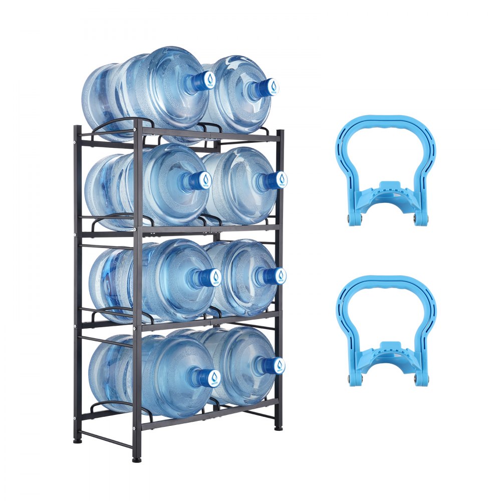 VEVOR 4 Tiers Water Jug Holder Double Row Water Bottle Rack for 8 Bottles Black - 5JLTZSSTSTZCX729CV0