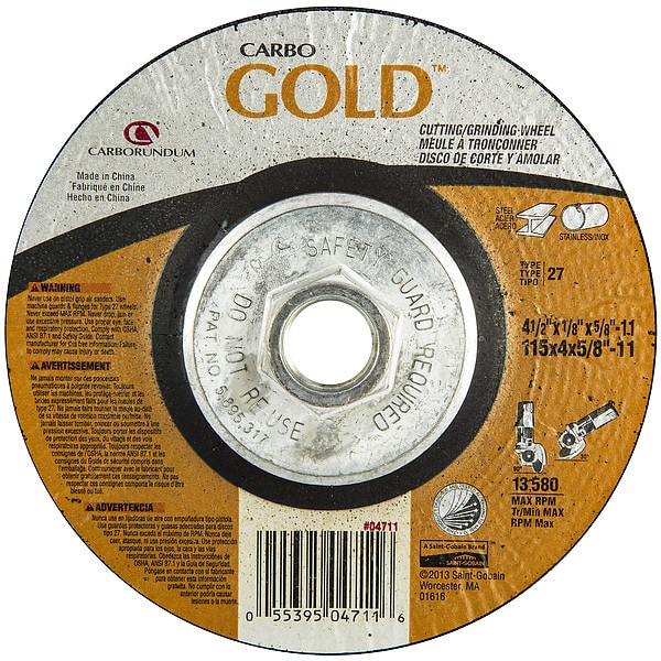Zoro Seleccione Rueda de corte y desbaste, 5/8"-11CN, Agujero de rosca - 5539504711