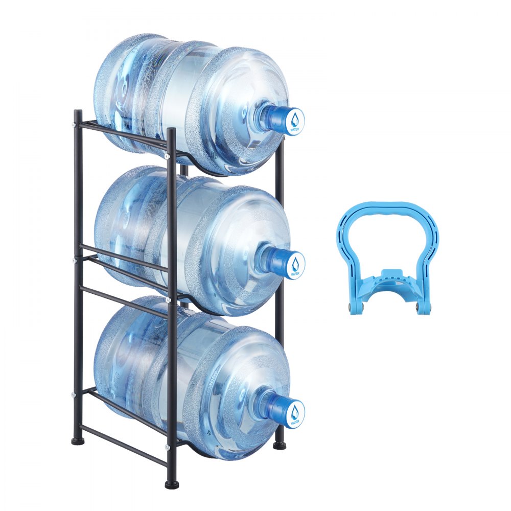 VEVOR 3 Tiers Water Jug Holder Single Row Water Bottle Rack for 3 Bottles Black - 5JLTZSSTSTZCO9G2HV0