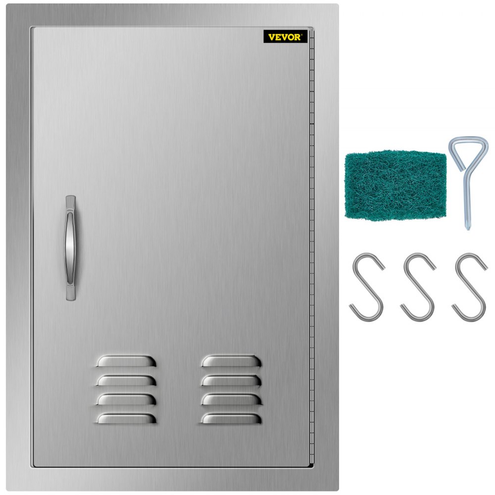 VEVOR Outdoor Kitchen 14W x 20H Inch Wall Construction Stainless Steel Flush Mount for BBQ Island, 14inch x 20inch, Single Door with Vents - 14X20YCCZCGMDTFK1V0