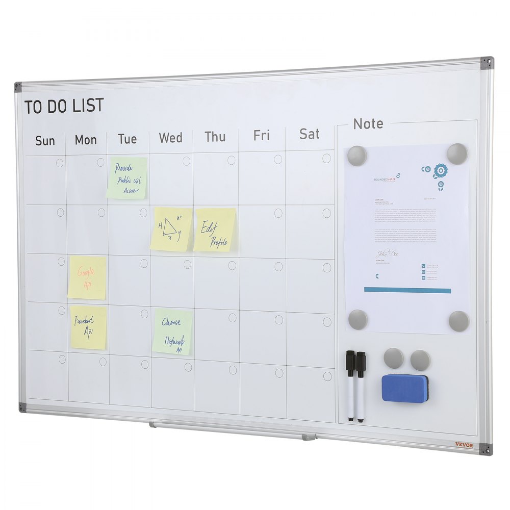 VEVOR Calendar Whiteboard, 36 x 24 Inches Magnetic Dry Erase Calendar Board, Monthly Planner Whiteboard for Wall, 1 Magnetic Erase & 2 Dry Erase Marker & Movable Tray for Restaurant Office Home School - BBYCXG3624ABS1776V0