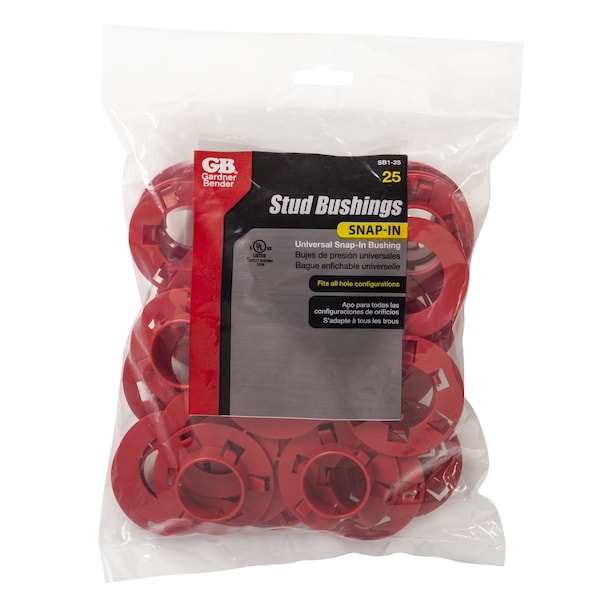 Gardner Bender Universal Snap-In Metal Stud Bushing, Paquete de 25 - SB1-25
