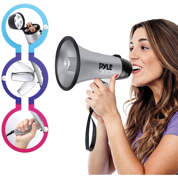 Pyle Battery-operated Compact/Portable Megaphone Spkr w/Siren Alarm, PMP23SL - PMP23SL