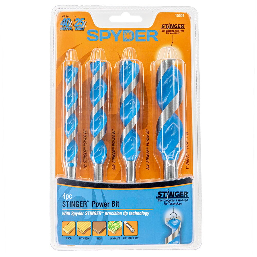 Conjunto de 4 piezas de brocas de pala para madera Spyder Stinger de 6-1/2 pulgadas - 15001