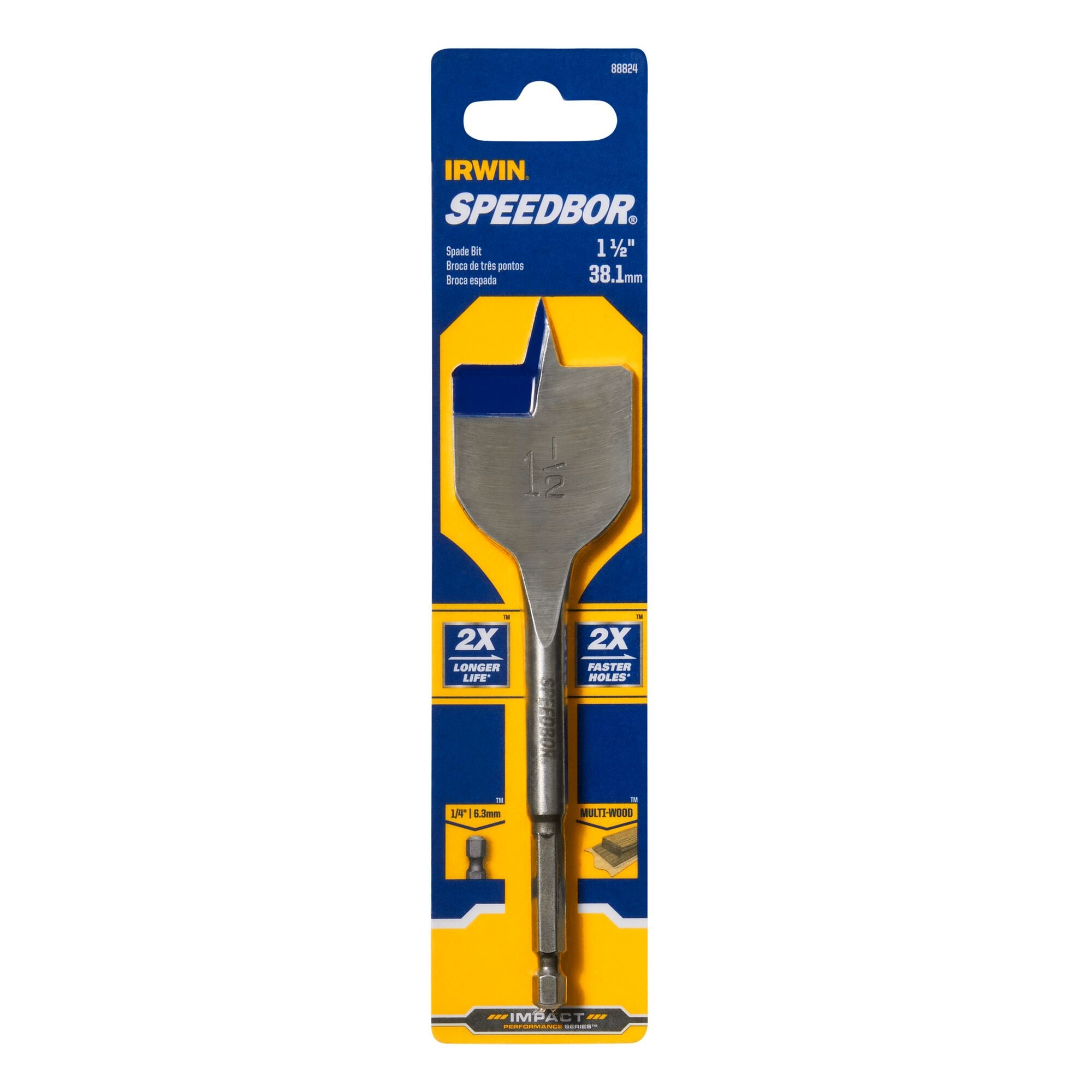 Broca plana para taladrar madera de 1-1/2 pulgadas x 6 pulgadas - 88824