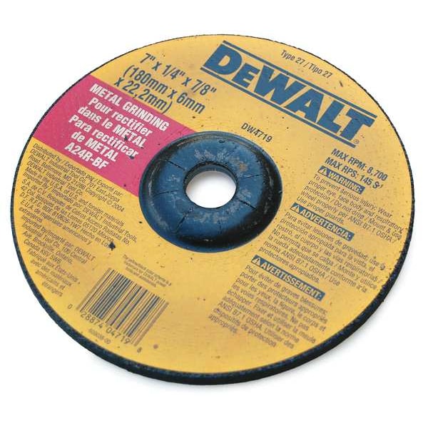 Rueda de esmerilado de metal de alto rendimiento Dewalt de 7" x 1/4" x 7/8" - DW4719