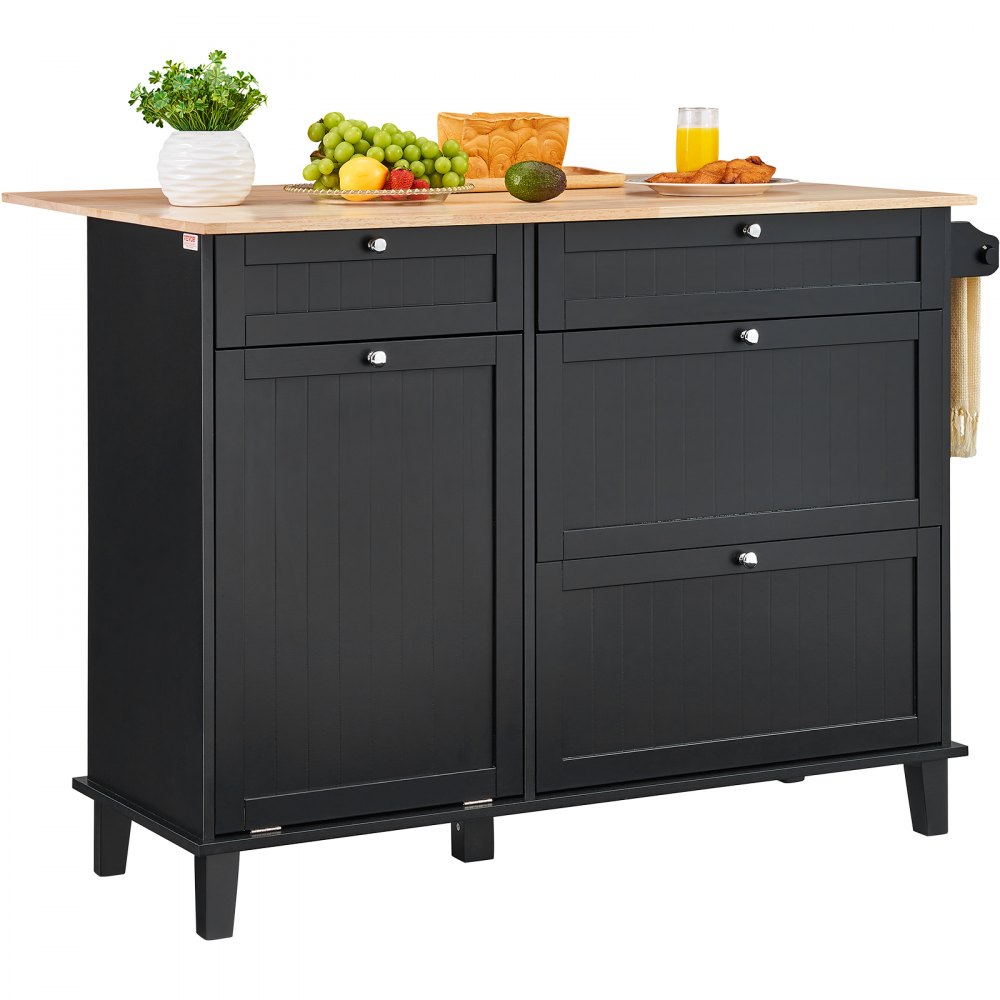 VEVOR Kitchen Island Cart Storage Cabinet Serving with Drawer & Trash Cabinet - QFBGDKCFDHS4I07P2V0