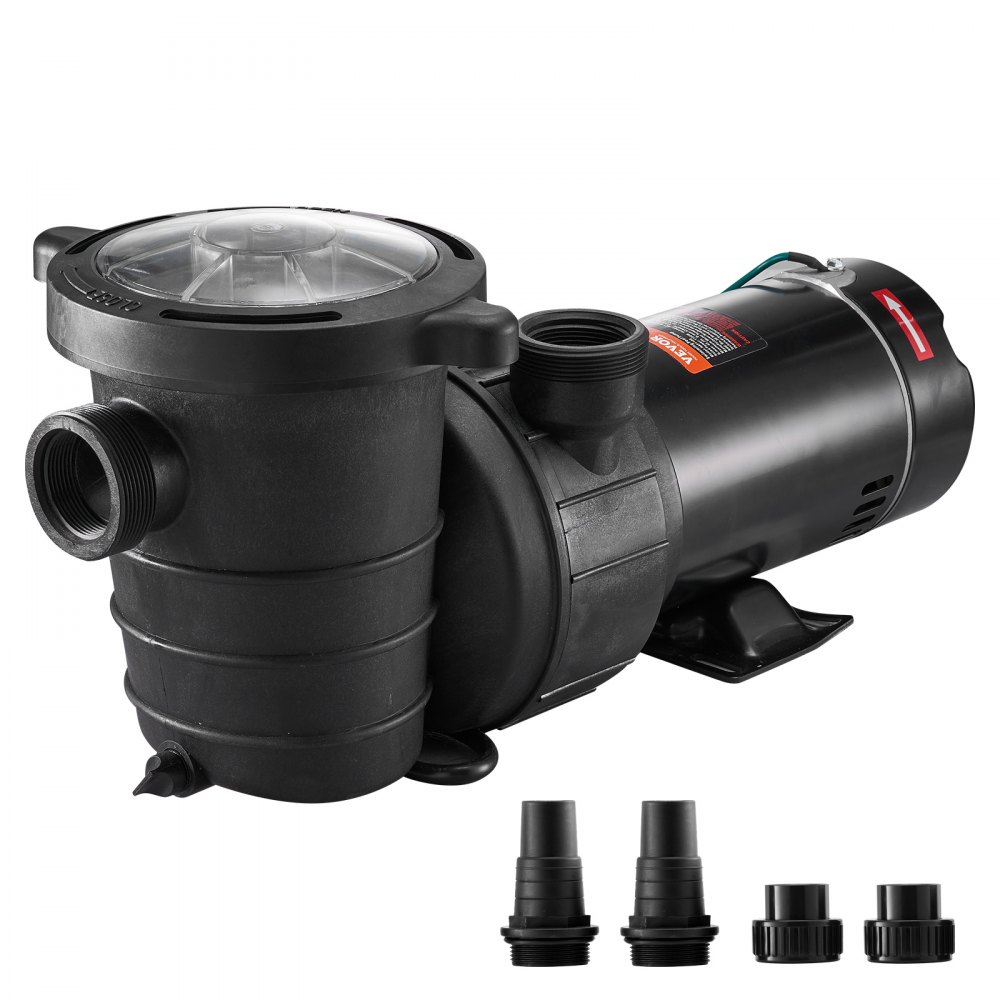 VEVOR Swimming Pool Pump 1.5HP 115V 1100W, Single Speed Pumps for Above Ground, 5280 GPH Max. Flow, Certification of ETL for Security - DSYCBMC112HP8LFRCV1
