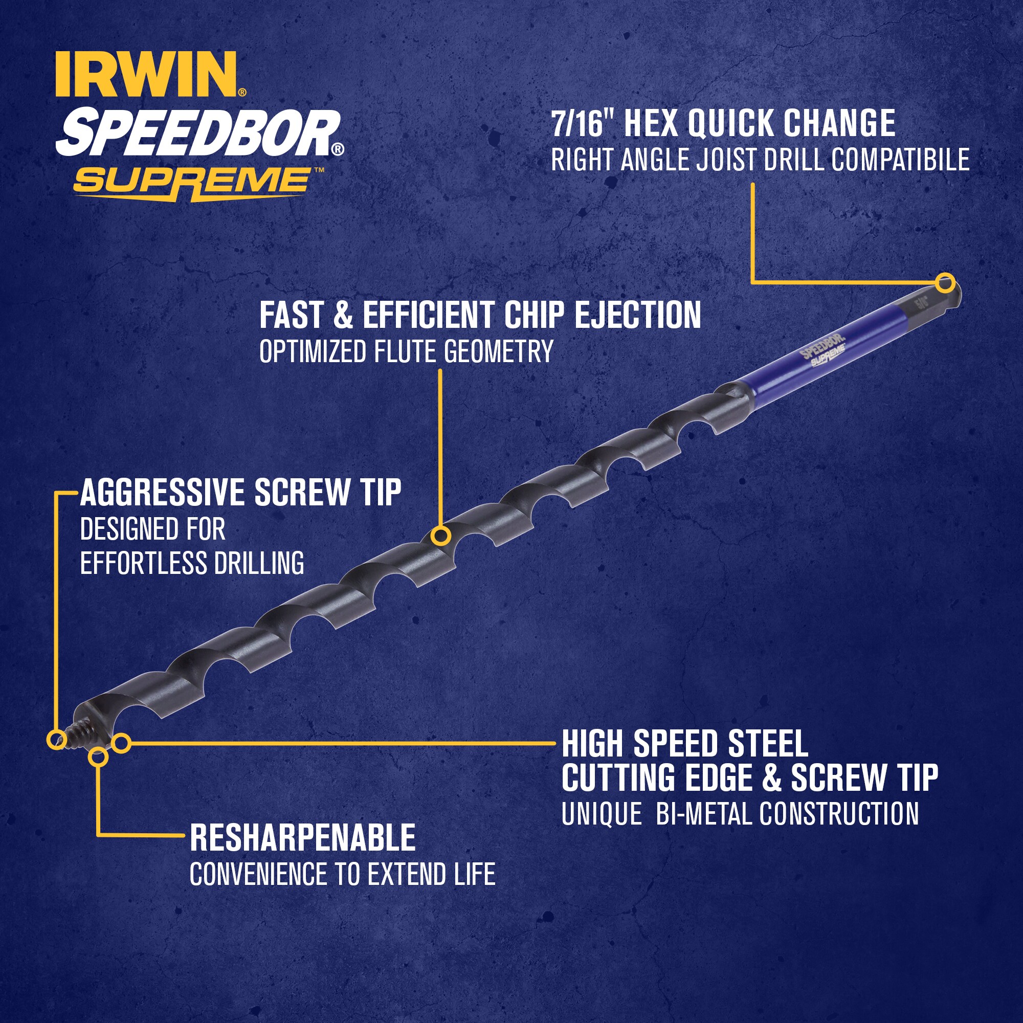 IRWIN SPEEDBOR SUPREME 5/8 pulgadas x 18 pulgadas Broca avellanadora de madera - IWAX3007