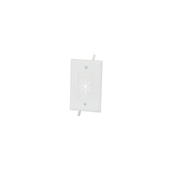 Swe-Tech 3C Easy Mount Series Placa de Pared de Paso de Cable de Una Sola Caja con Apertura Flexible, Blanco - FWT45-0014-WH