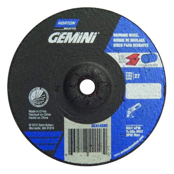 Ruedas deprimidas de centro Norton Abrasives, Tipo 27, 3 pulgadas de diámetro, 0.25 pulgadas de grosor, tamaño de agujero en el eje de 3/8 pulgadas, óxido de aluminio - 66252842179