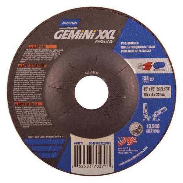 Norton Abrasives Ruedas de Centro deprimidas, Tipo 27, 4 1/2 pulgadas de diámetro, 0.125 pulgadas de grosor, tamaño de agujero de árbol de 7/8 pulgadas - 66253370271.
