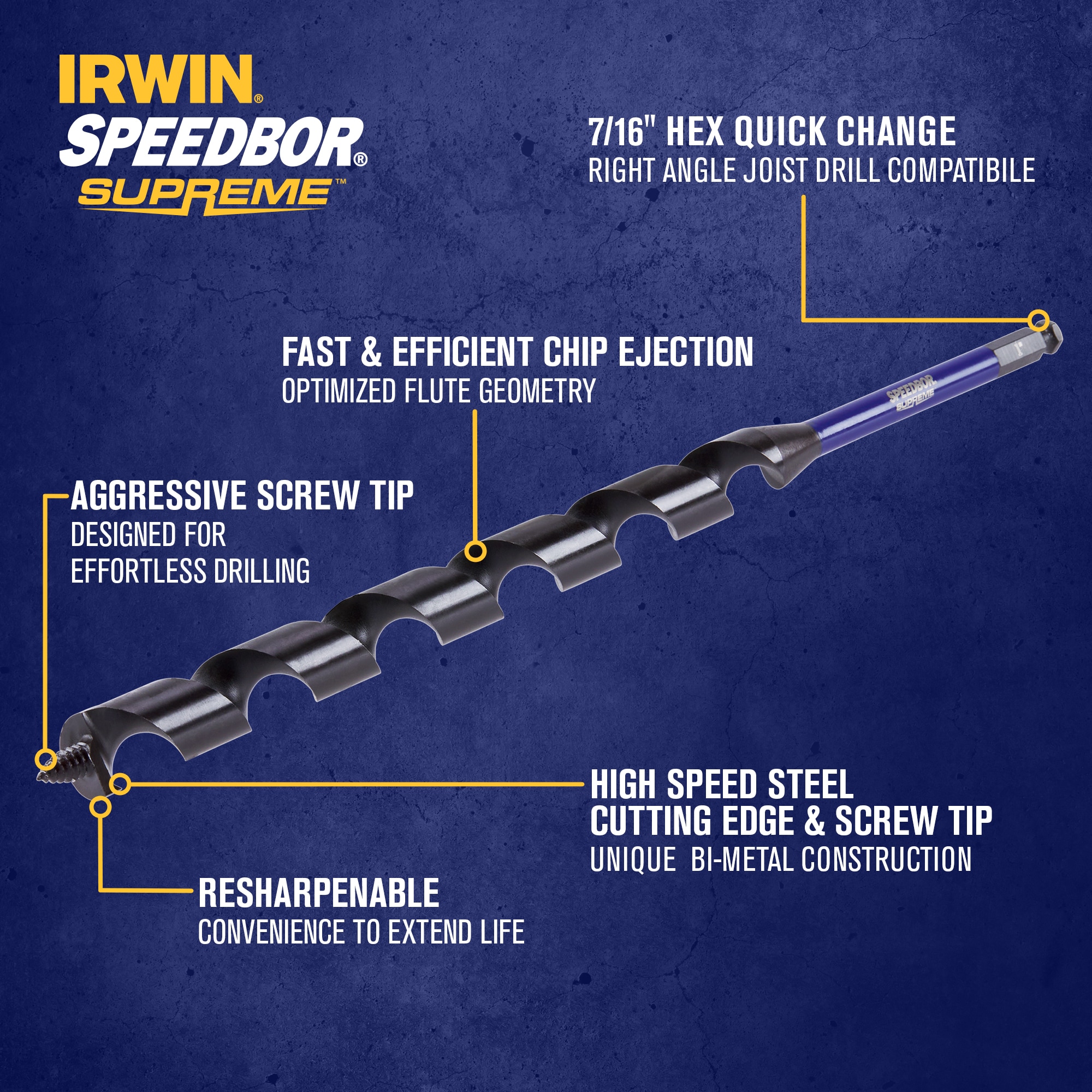 IRWIN SPEEDBOR SUPREME Broca avellanadora de madera de 1 pulgada x 18 pulgadas - IWAX3010