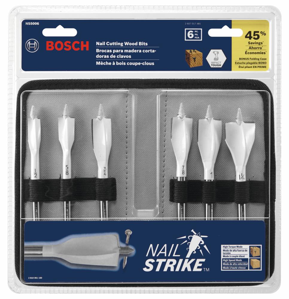 Set de brocas de pala para madera Bosch Bosch Nail Strike de 6 piezas x 6 pulgadas - NS5006