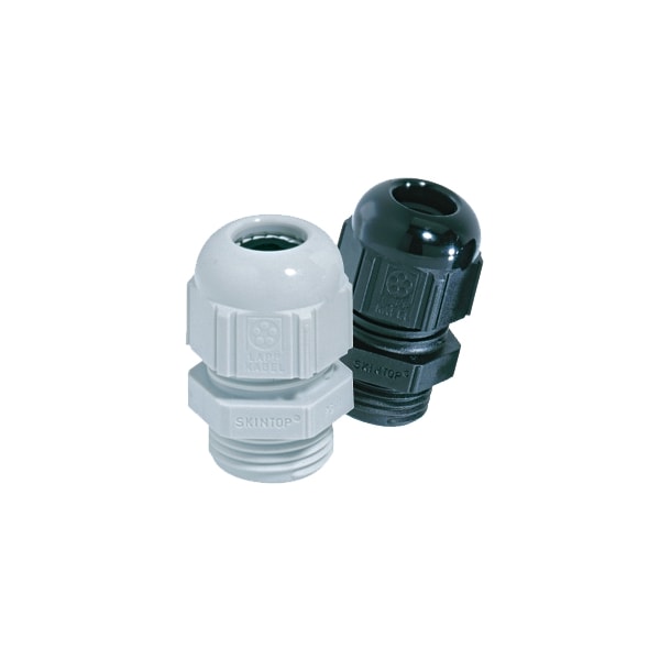 SKINTOP LIQUID TIGHT NO METAL, CONECTOR DE ROSCA MÉTRICA GRIS CON ANILLO DE BLOQUEO - S1513