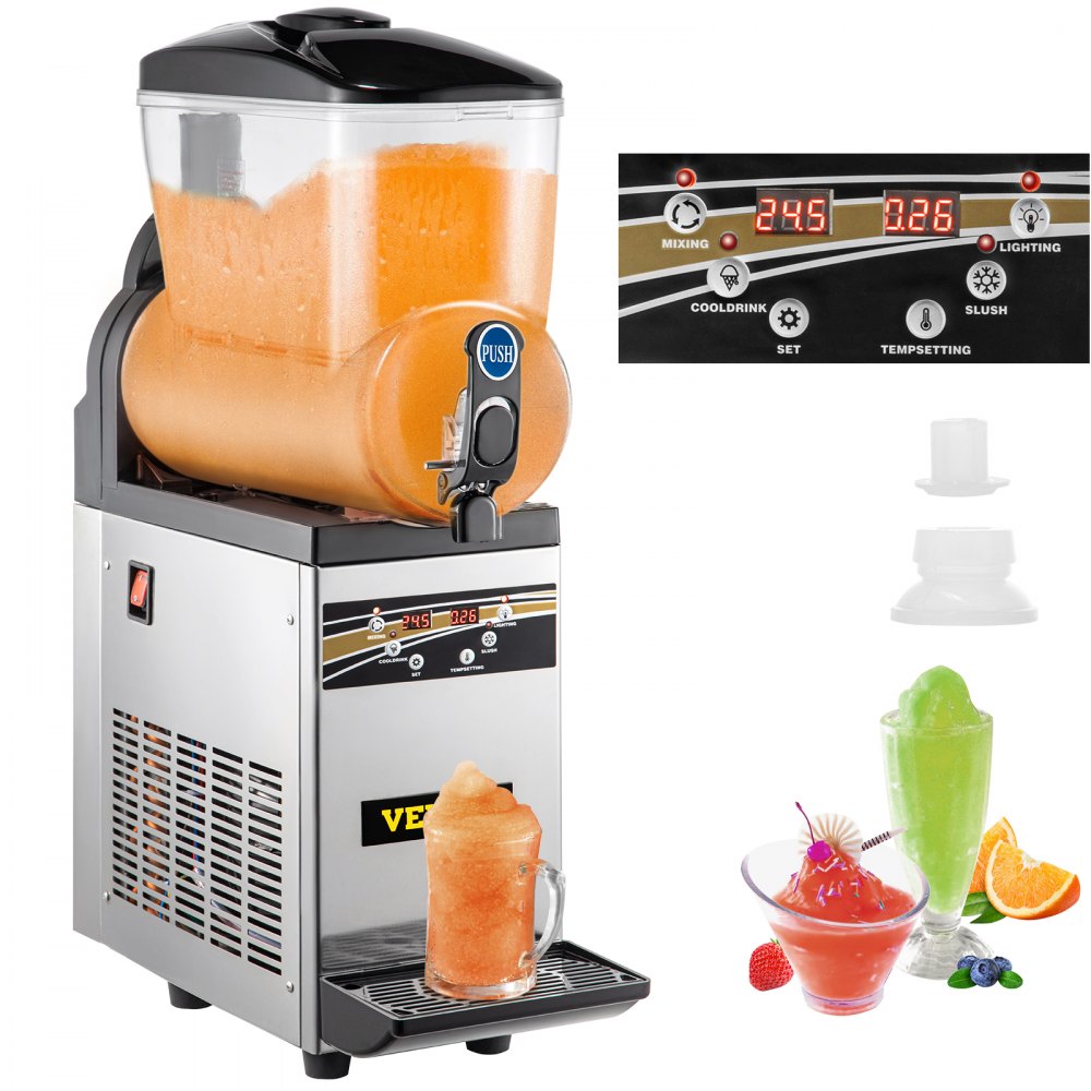 VEVOR Commercial Margarita Machine, 1Tank 15L Commercial Slushy Machine, Stainless Steel Smoothie Frozen Drink Maker, 500W 110V for Supermarkets Cafes Restaurants Bars Home Use - SY15L500W110VOZU3V1