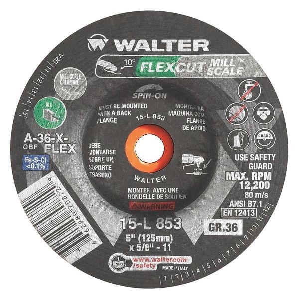 Rueda de rectificación de centro deprimido de Walter Surface Technologies, 0.125 pulgadas de grosor, carburo de silicio - 15L873