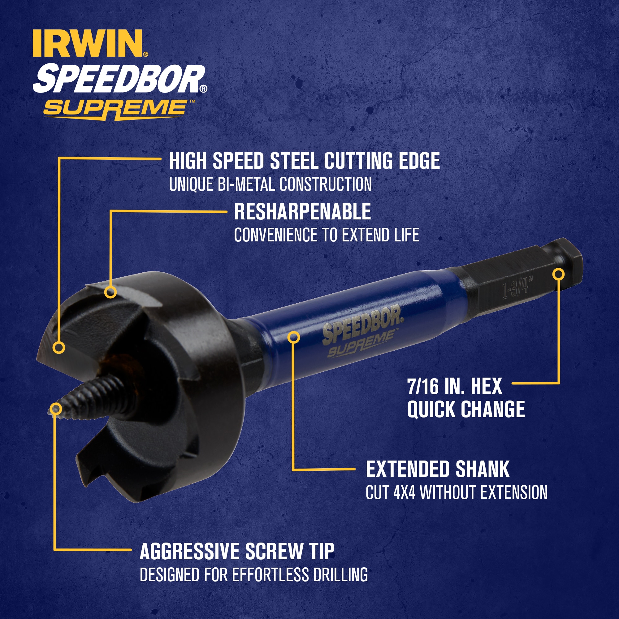 IRWIN SPEEDBOR SUPREME 1-3/4-pulg x 6-pulg Broca autotransportadora para madera- IWAX2006