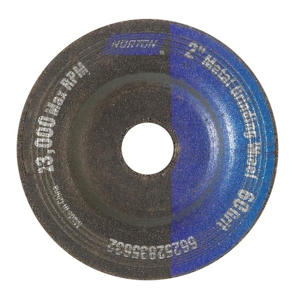 Rueda de rectificado Norton Co, centro deprimido, Tipo 27 - Metal - Óxido de aluminio, Tamaño: 2 x 1/8 x 3/8 - 662528-35632