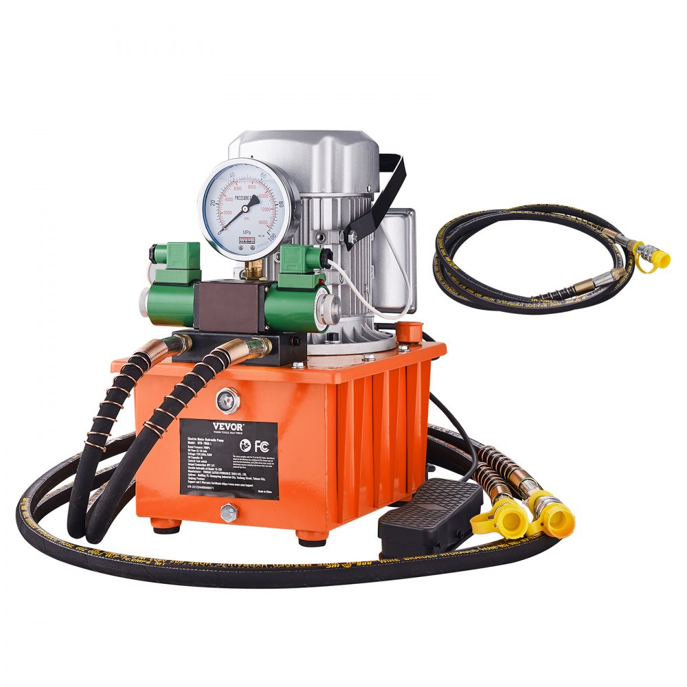 VEVOR Electric Hydraulic Pump, 10000 PSI 750W 110V 488 in³/8L Capacity, Double Acting Solenoid Valve, Electric Driven Hydraulic Pump Power Pack Unit with Pedal Switch for Punching/Bending/Jack Machine - DD750W8L3110V8XCXV1