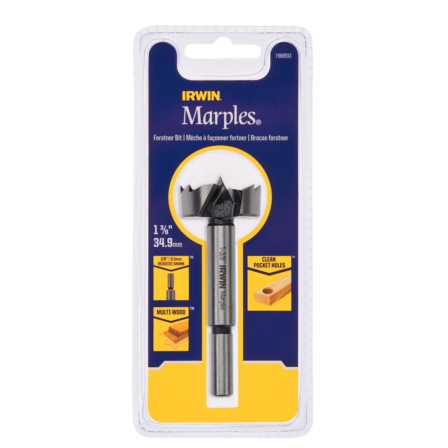 Broca Forstner para madera de 1-3/8 pulg. x 3-11/16 pulg. de IRWIN Marples - 1966933