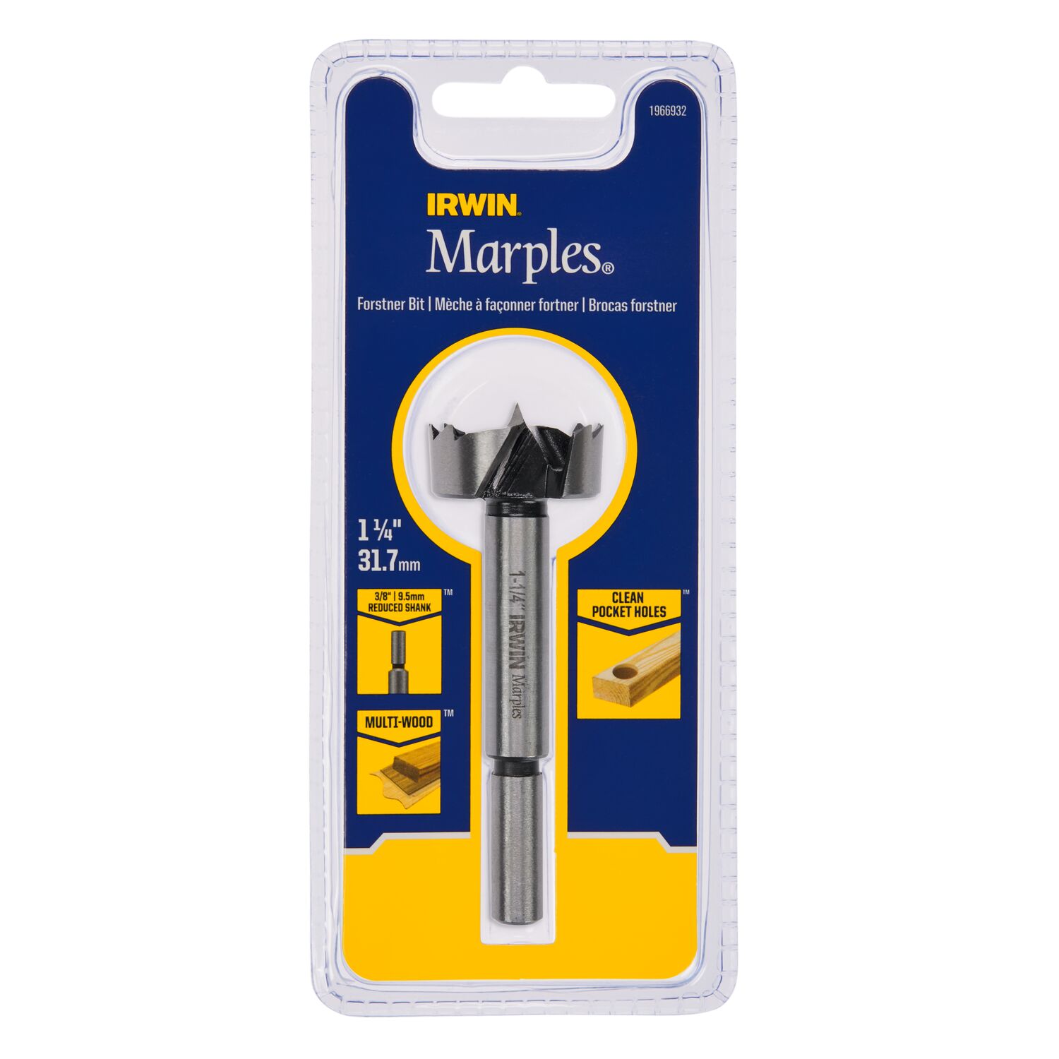 IRWIN Marples Broca Forstner para madera de 1-1/4 pulgadas x 3-11/16 pulgadas - 1966932