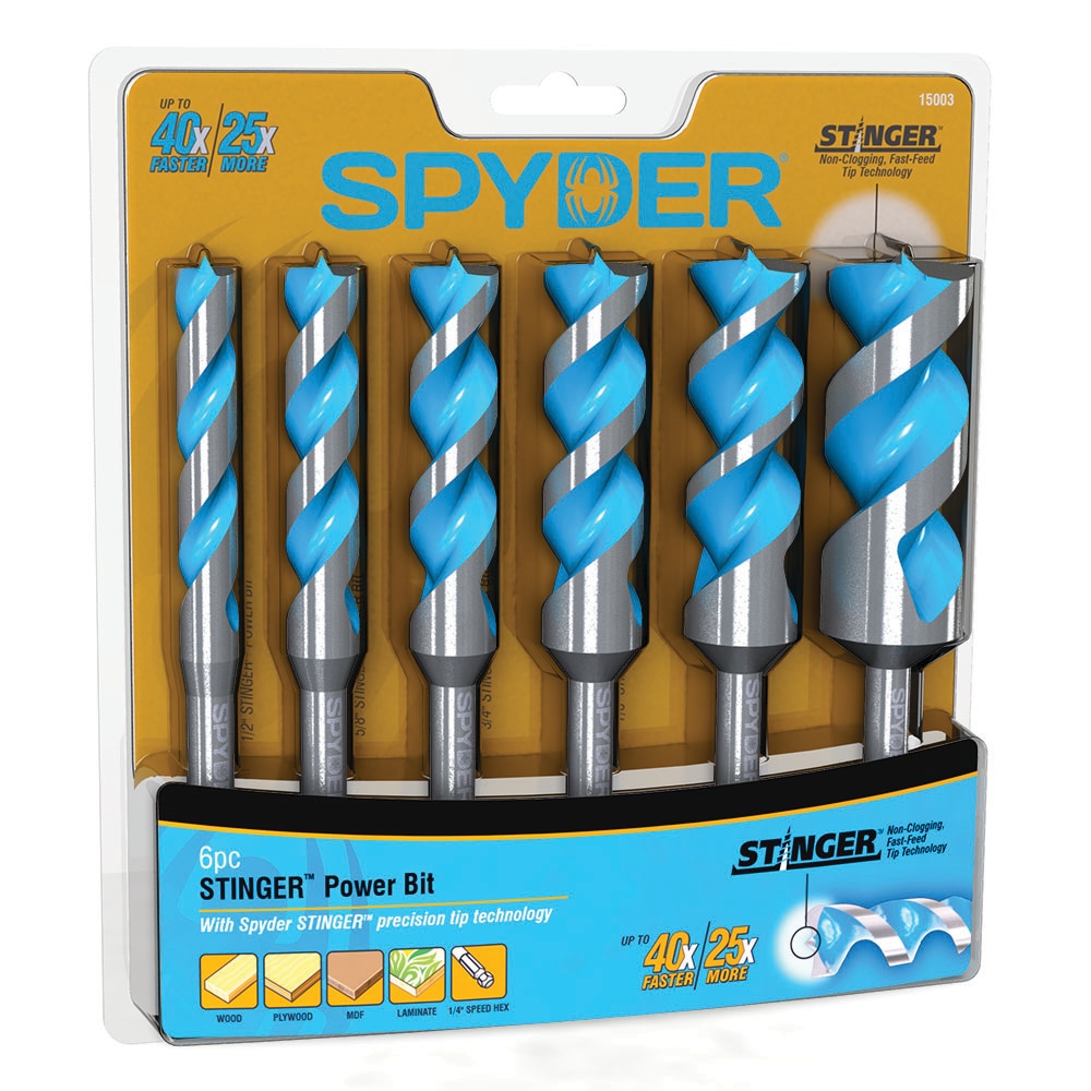Juego de brocas de paleta para madera Spyder Stinger de 6 piezas x 6-1/2 pulgadas - 15003